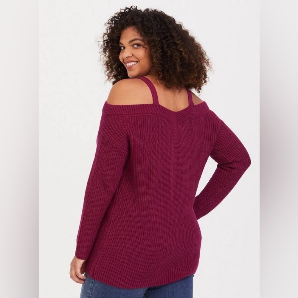 Torrid size (22/24) Burgundy Off-Shoulder Sweater - Picture 8 of 11